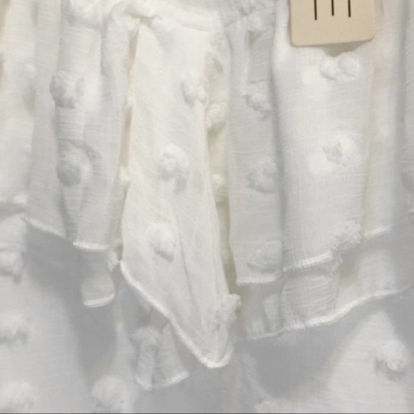 ROOLEE NWT White Ruffle Polka Dot Cap Sleeve Blouse Shirt M - Picture 7 of 11